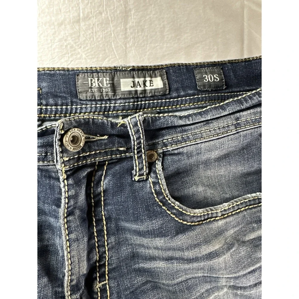 BKE Buckle Jeans Womens 30x30 Blue Denim Jake Straight Distressed Capri Ankle - Picture 5 of 16